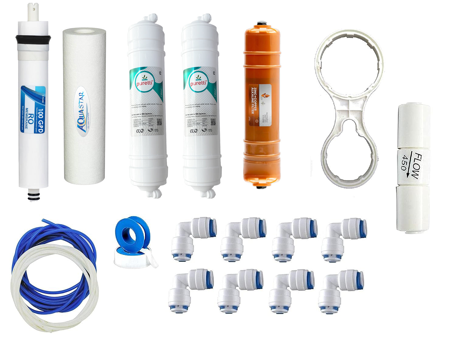 RO Complete Service Kit with Membrane, Inline Filters & Copper Cartridge – All-in-One RO Maintenance Pack