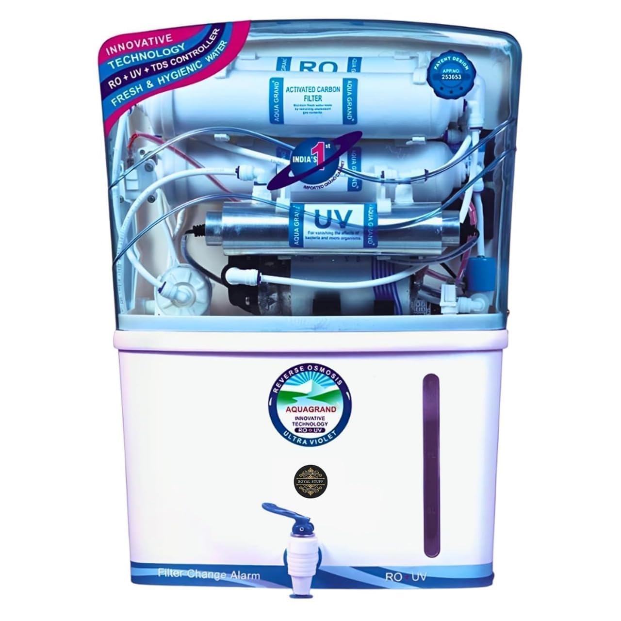 Aqua Grand RO + UV Water Purifier | 15 LPH | 12L Storage Tank | pH Enhancer