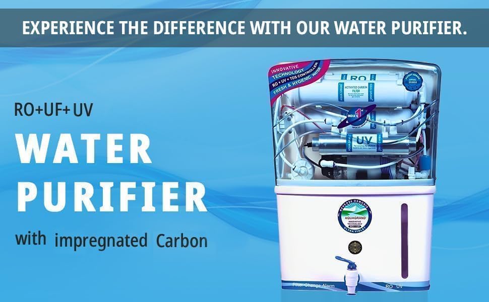Aqua Grand RO + UV Water Purifier | 15 LPH | 12L Storage Tank | pH Enhancer