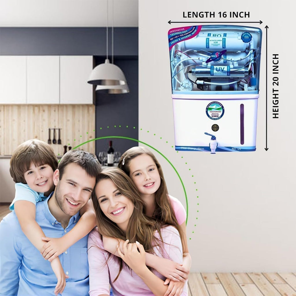 Aqua Grand RO + UV Water Purifier | 15 LPH | 12L Storage Tank | pH Enhancer