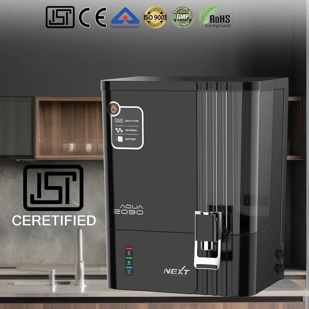 AQUA 2090 RO + Copper Water Purifier with Auto TDS| 10L Storage | Suitable for Borewell & Municipal Water | Wall-Mountable RO System for Home