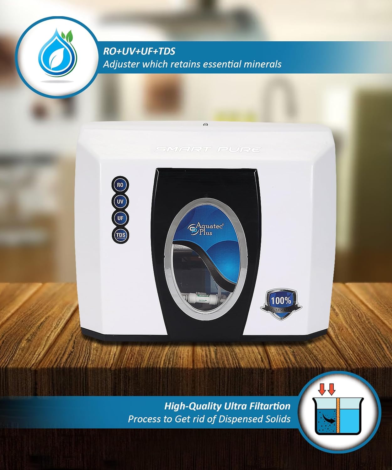 AquaStar Undersink RO + Copper Water Purifier | Hidden Installation for Modular Kitchens | Compact & Sleek Design