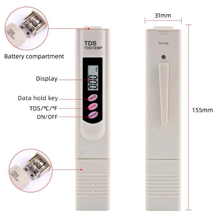 Digital TDS Meter for Water Testing – Portable Pen Type for RO & Drinking Water Quality Check