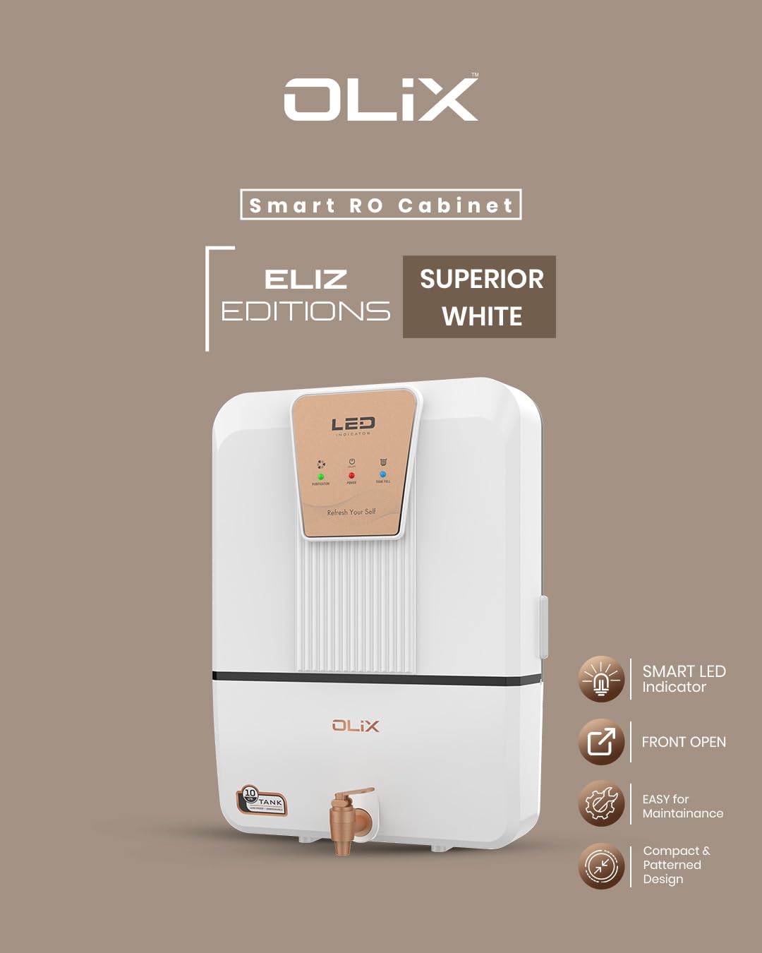 OLIX 15 L RO + UV + UF + Alkaline + Copper Water Purifier  (White) Be the first to Review this product